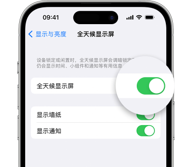 马龙苹果15预约维修分享iPhone15如何设置全天候显示屏幕可见 